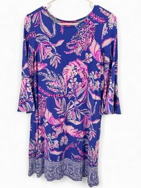 Lilly Pulitzer Blue Dress with Pink Floral Print